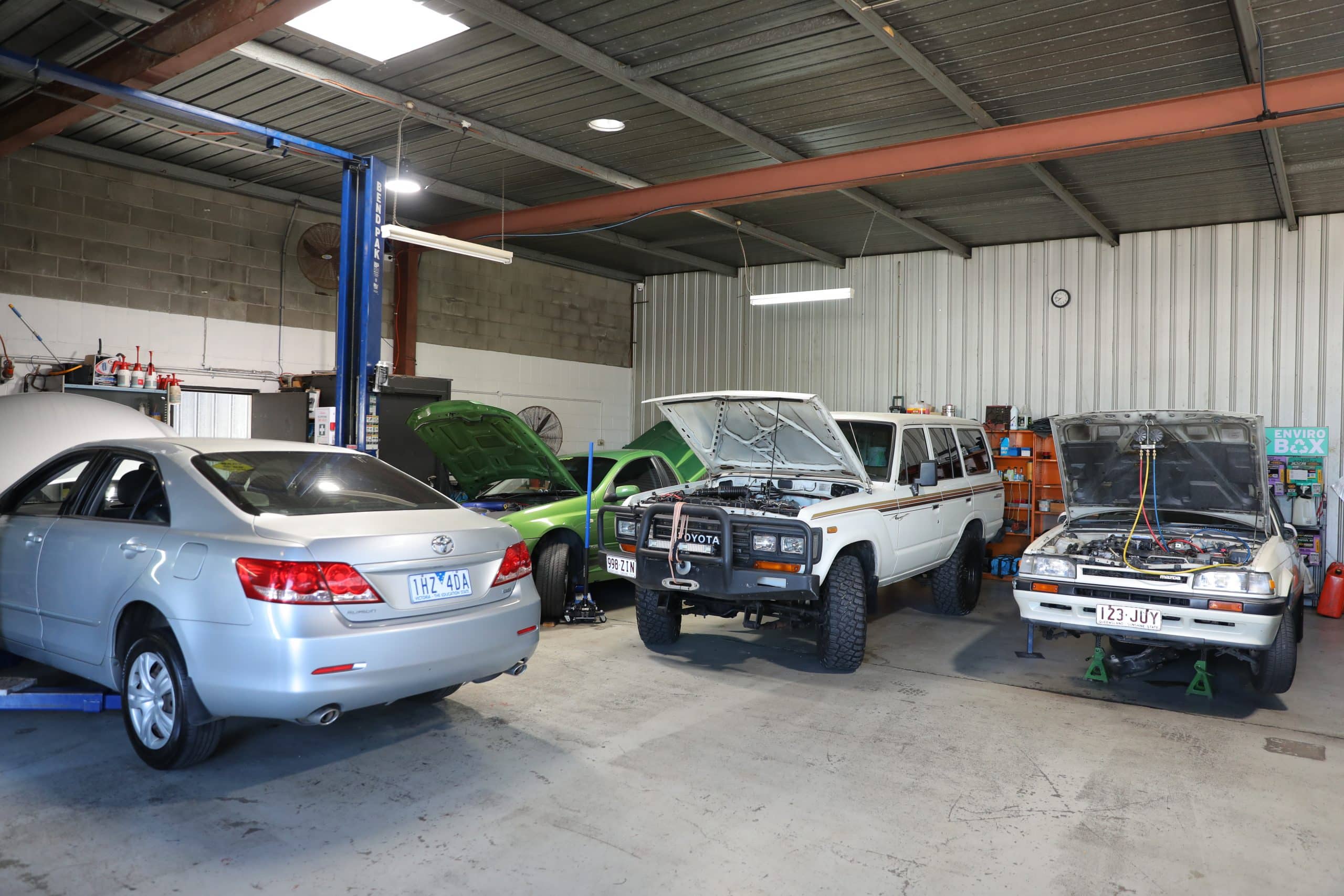 Car reveals its engine during a shop visit